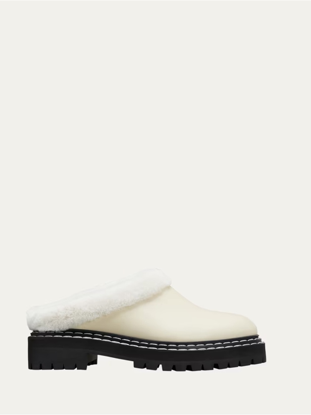 PROENZA SCHOULER Lug Sole Mules Calfskin Shearling leather slip on clog Size 35